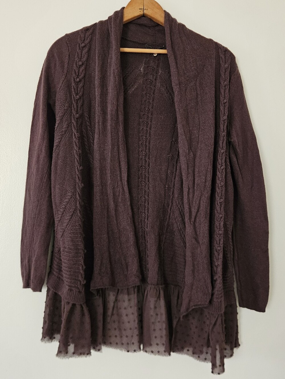 Knitted & Knotted Anthropologie Womens Cardigan Sweater S Cable Knit Cottagecore